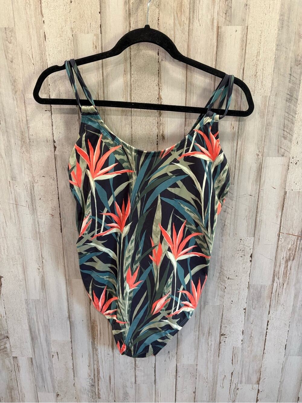 Kona Sol Birds of Paradise Floral One Piece Swimsuit Womens Large Beach Pool